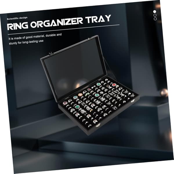 Slot Ring Opbevaringsboks Smykke Organizer Boks Glaslåg til Øreringe Display