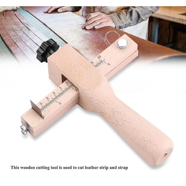 Læderskæreværktøj Træstrimmel og -rem Justerbar læderbælteskærer Gør-det-selv håndværksskærere (1 stk, træfarve)