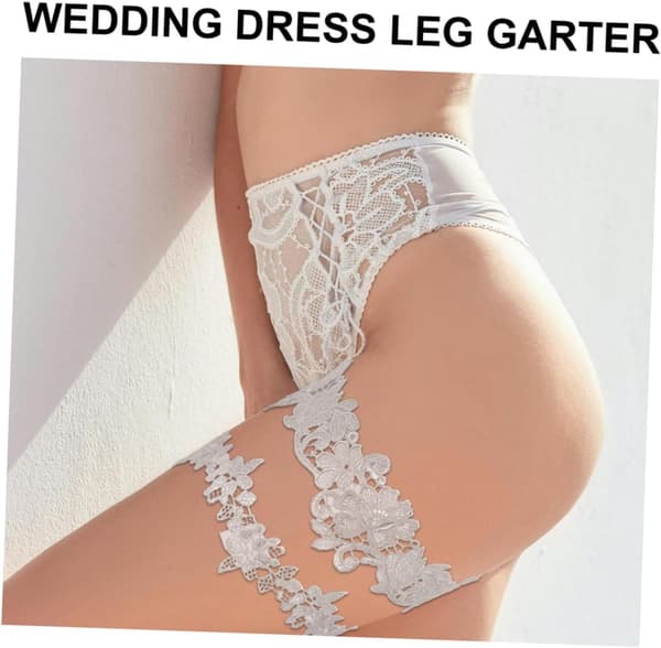 2 par elegante brudestrømpebånd, tøybare blondebryllupsbenbelter for brudetilbehør