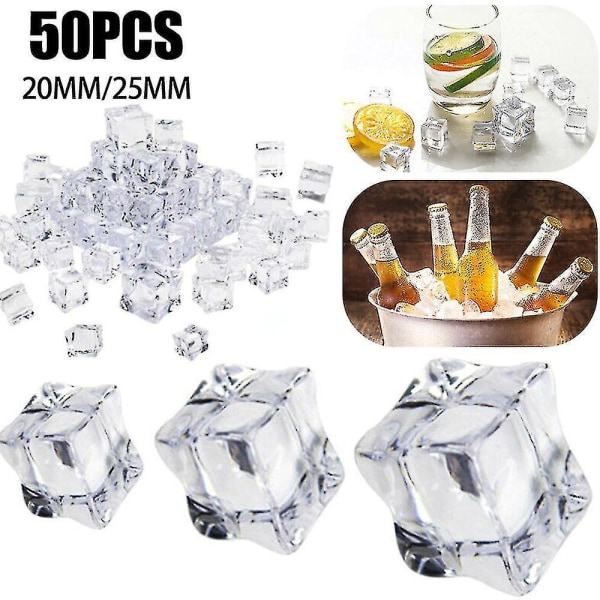 50 stk Clear Fake Crushed Ice Rocks Square Ice Cube