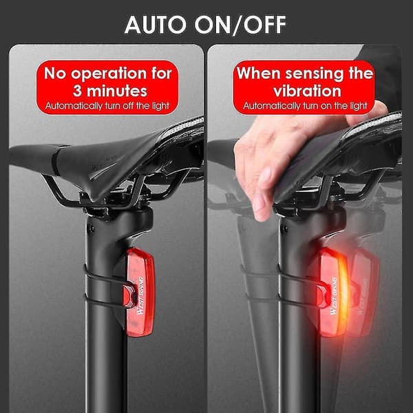 USB-opladelig LED-cykelbremsebaglygte med smart sensor