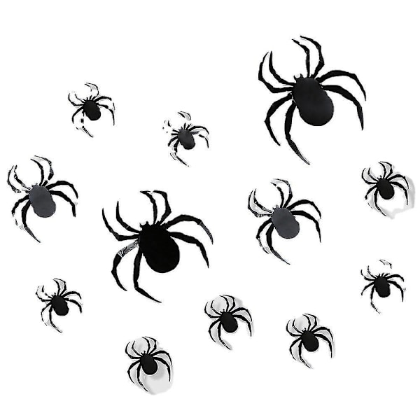 Halloween Vægsticker 3D Edderkopper Sorte 60 Styk