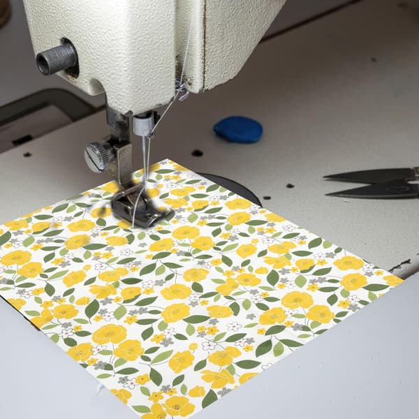 Trykt Patchwork Stofbundt 8 stk. Gule Blomstrede Bomuldsark DIY Syning Tilbehør Quiltet Stof