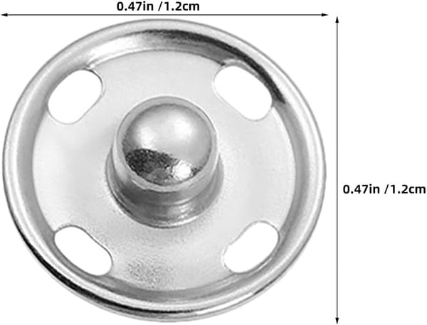 120 stk. metalltrykknapper for sying, påsydde trykknapper 12 mm sølv, trykklåser