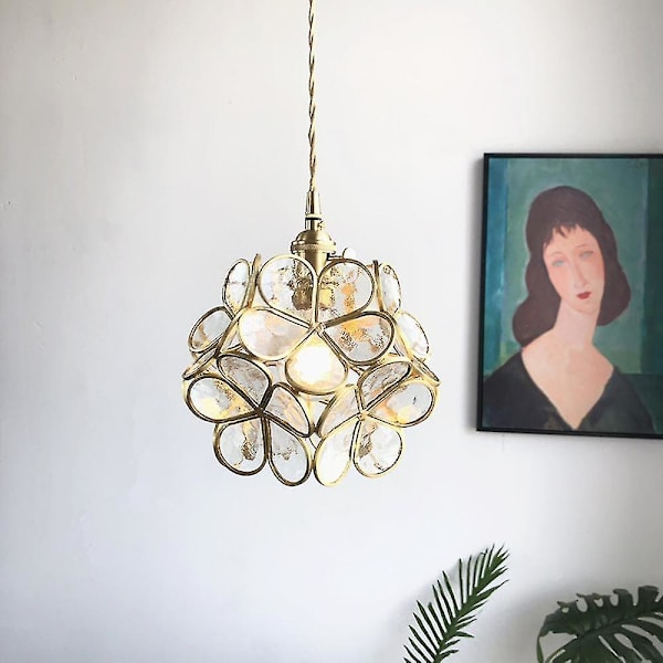 21cm Håndlaget Messing Glasslampe E27 Uten Lyskilde