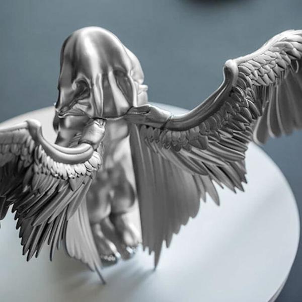 Desktop Harpiks Ornament Kvinde Engel Vinger Knælende Skulptur Bord Statue Dekoration