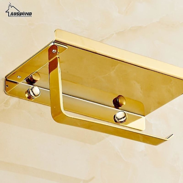 Gold Toilet Paper Holder Stainless Steel Rack Phone