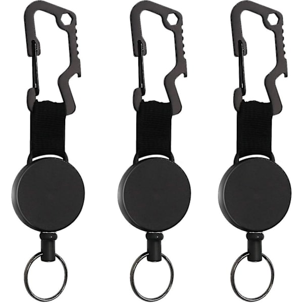 Tilbagetrækkelige nøgleringe, 3 pakning Heavy Duty Tilbagetrækkelige Badge Reels med Multifunktionelt Metal