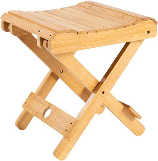 Bærbar sammenklappelig campingstol med syntetisk materiale og sammenklappeligt design