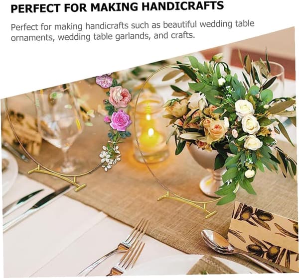 2 st metallblomkransar, guld fyrkantig och bågformad ring DIY bröllopsbordsdekoration