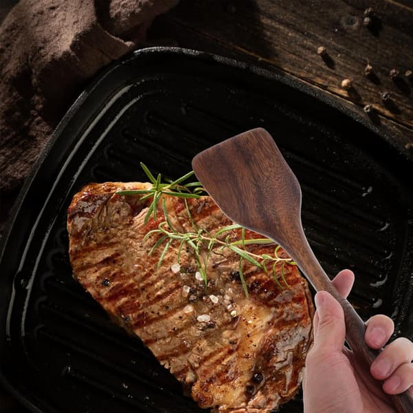 Stekspade i trä med långt handtag, non-stick stekspade i trä