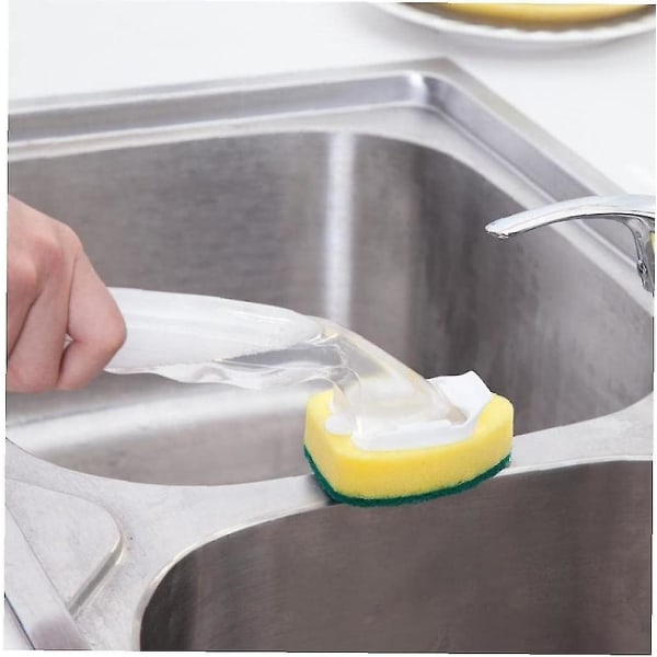 Vaskerengjøringsbørste med utskiftbar svamppute for oppvaskkum (gjennomsiktig 1 stk)