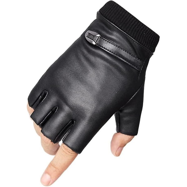 Læder Fingerløse Handsker, Sort, Motorcykel Kørsel Fingerløse Læder Handsker