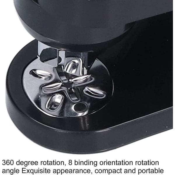 Häftapparat Justerbar 360 graders roterande häftapparat 8 bindningspositioner Häftapparat för kontorsmaterial Häftapparat och balpress (svart) (1st)