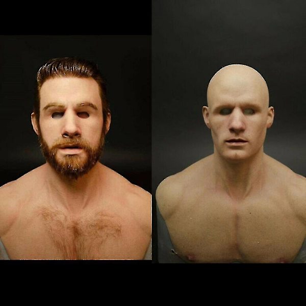Latex Realistisk Mans Ansiktsmask Maskering Cosplay Halloween Party Rekvisita Bald Head