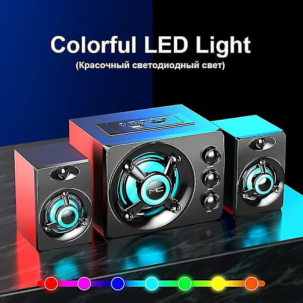 2023 LED Computer Combo Højttalere Aux USB Bluetooth