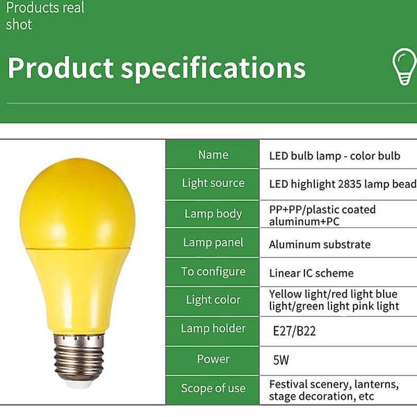 Sett med 8 fargede LED-pærer, LED E27 9 W, Plast, til julepynt