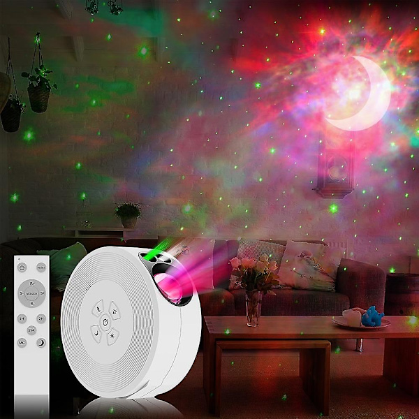 Stjernehimmel-projektor med stjernelyd, musikkontroll og nattlampe