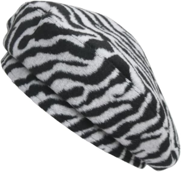 Zebra Korn Baret Varm Plys Hat til Kvinder Maler Stil Efterår og Vinter Blød Behagelig Kasket Sort