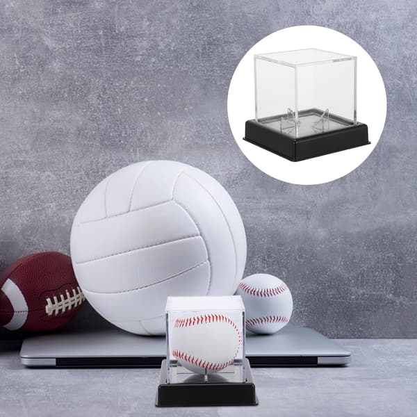 Akryl Baseball Display Case med Sort Base, Støvtæt Holder til Baseballs