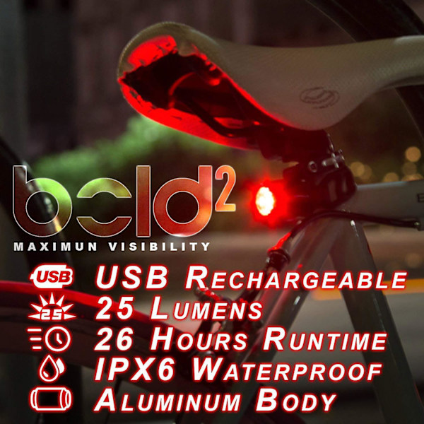USB-opladelige cykel baglygter, LED baglygte, 3 lystilstande, velegnet
