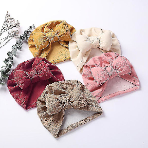Nyfødt Baby Turban Hat Knude Hoved Wrap Beanie Bowknot Caps Pandebånd Gaver