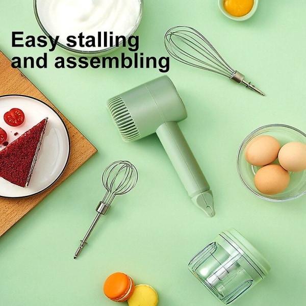 Trådløs 3-trinns mini-mikser Elektrisk matblender Håndholdt mikser White 3 set