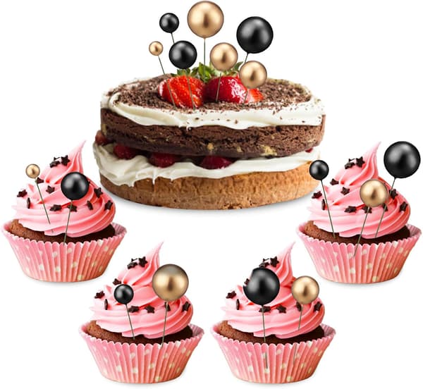 30 stk. bryllupskagepynt cupcake-pynt stilfulde metalkugleformede dekorationer