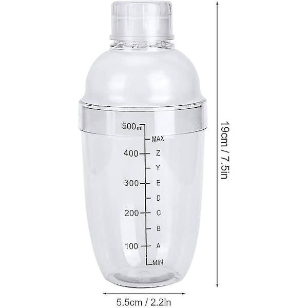 Cocktail Shaker, Plast Transparent Drikkemixer Avtakbar Tekanne Blandings Shaker