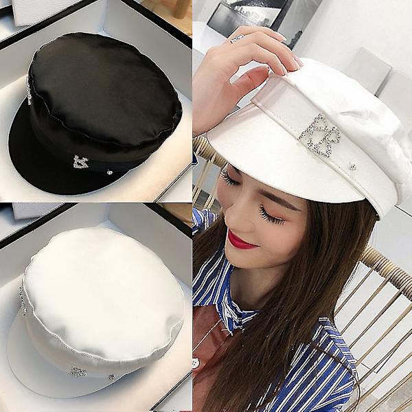 Sommarbrev för Rhinestone Newsboy Hat Casual Flat Top Utomhus Justerbar Keps