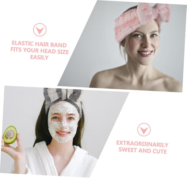 Hårband med rosett 2-pack elastiskt ansiktshårband för ansiktstvätt kvinnor söt stil spa hudvårdsaccessoar