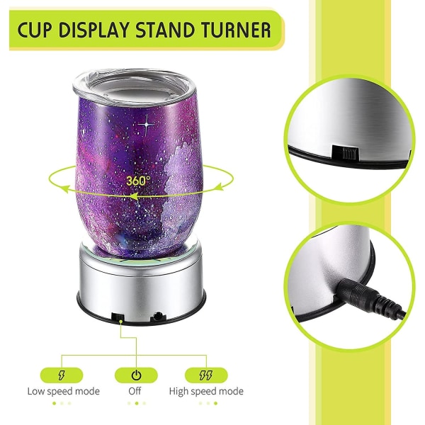 Jetec Cup Display Stand Turner Roterande Kristall Displaybas 360 Grader Tumblers Cup
