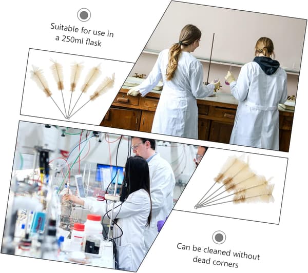 10 kpl nailoninen Erlenmeyer-pullon harja laboratoriopuhdistukseen, nailoninen kartiopullon harja laboratorioon pullonpuhdistukseen