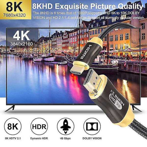 8K HDMI-kaapeli 60Hz 4K 120Hz 48Gbps ARC HDR TV:lle