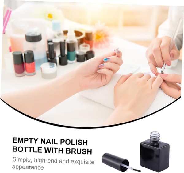 Tomma nagellacksflaskor 12 st 10 ml svarta runda glasbehållare