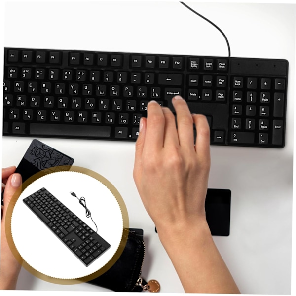 Kablet Tastatur Full Størrelse Russisk Bokstav Kontortastatur Kompakt Laptop Tastatur Gaming Tastatur Ingen Batteri Nødvendig