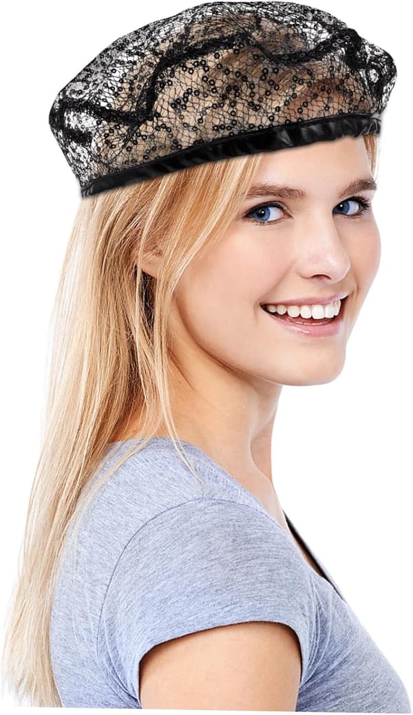 Blonde Pile Hat til kvinder Sommer Mesh Slør Te Selskab Tilbehør Letvægts Strandhat Blonde Design Sort