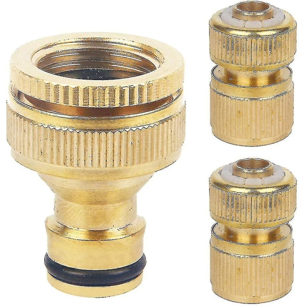 Messinghane-adapter sæt: 1/2-3/4 tommer adapter. 1/2 '' slangekobling