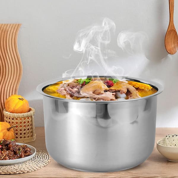 4l riskoger i rustfrit stål, tyk non-stick inderpande, stor kapacitet med skala