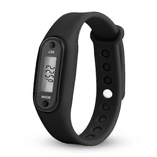 Fitness Tracker LCD Digital Skridttæller Gåture Kalorie Tæller Armbåndsur Black