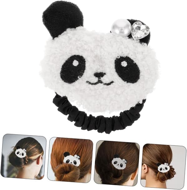 2 st Panda Hårsnoddar Hög Elasticitet Tecknad Scrunchy Slitstarka Elastiska Hästsvanshållare