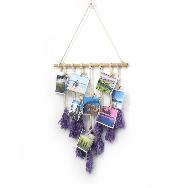 Macrame Väggbonad, Vävd Retro Bonad Konst Rumsdekoration Med Kedjor För Vacker Lägenhet (lila)(1st)