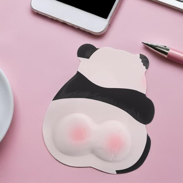 Søt rosa panda musematte med håndleddsstøtte, ergonomisk melkesilkestoff, lett design