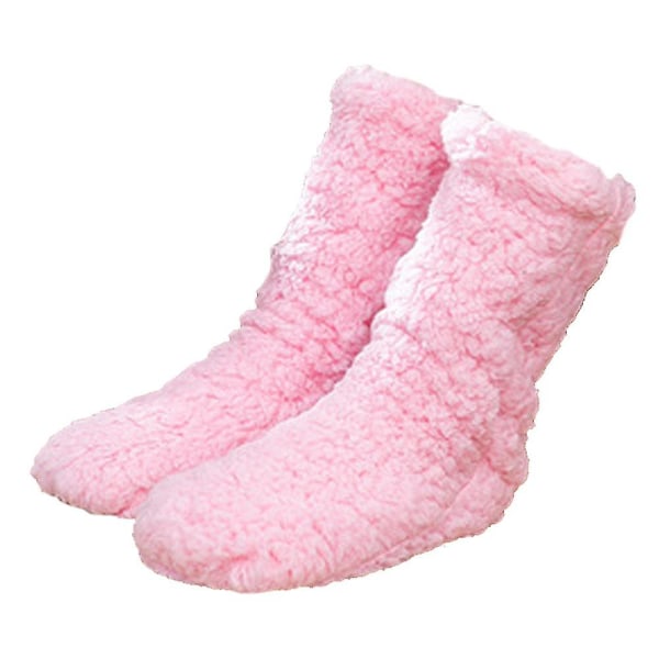1 par skridsikre/skridsikre sokker, vinterfluffy hyggelige fleecestrømper, plys tykke varme gulvsokker Pink