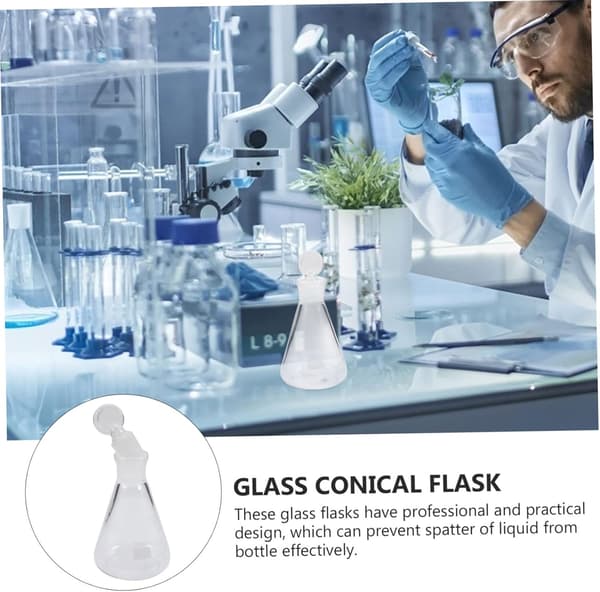 Erlenmeyer-kolbe i glass med solid glasspropp 100 ml kjemilaboratorieglass Laboratoriekolbe