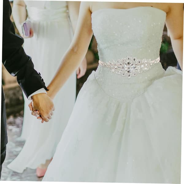 Justerbart Rhinestone Brudebelte til Brudekjole Elegant Belte med Myk