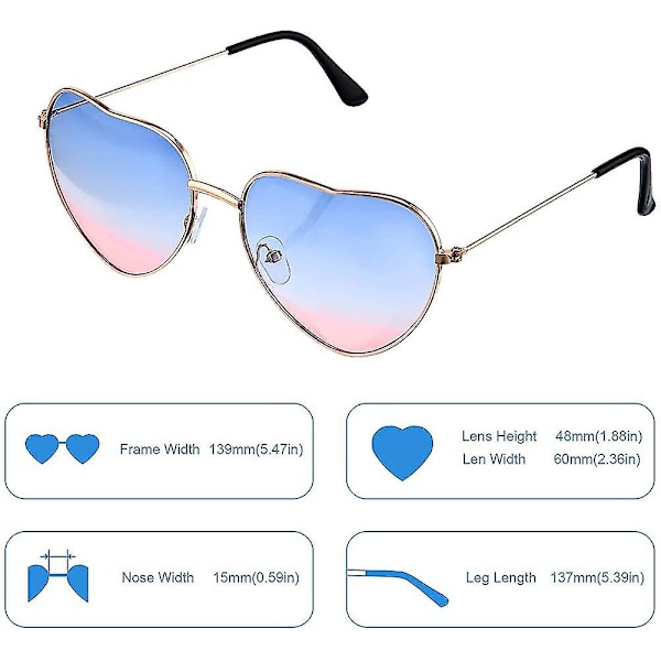 2 Par Hippie Briller Hjerteformede Solbriller For Hippie Kostyme