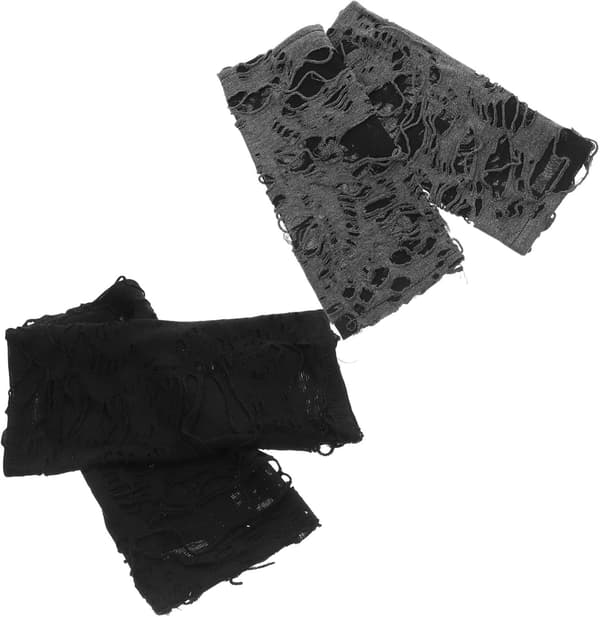 2 par Halloween revnede fingerløse handsker sorte punk goth armvarmere