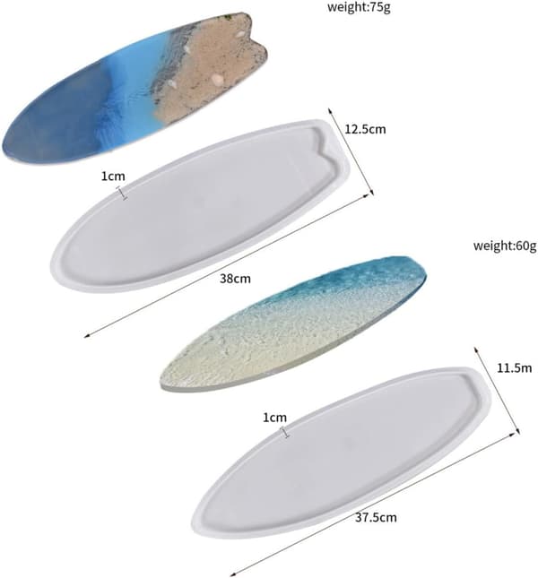 2 stk DIY silikon surfbrettform for epoksystøping, surfbrettunderlegg silikonformsett