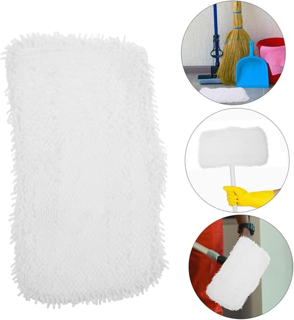 2 stk Moppehoder Erstatning Gjenbrukbare Dampmoppputer Kompatibel 2-i-1 Hvit Mikrofiber